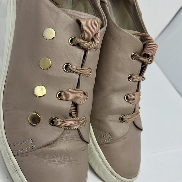 AGL Sz 40 Attilio Giusti Leombruni Blush/Beige Gold Studded Lace-Up Sneakers - Picture 6 of 12